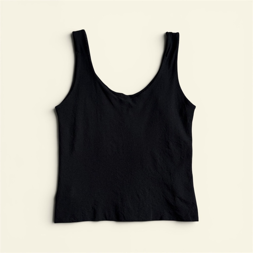 Hanky Panky Vintage Y2K Black Mesh Tank Top Scoop Neck Semi Sheer Women's M Goth